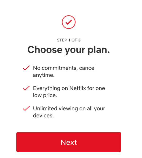 Netflix choose your plan.